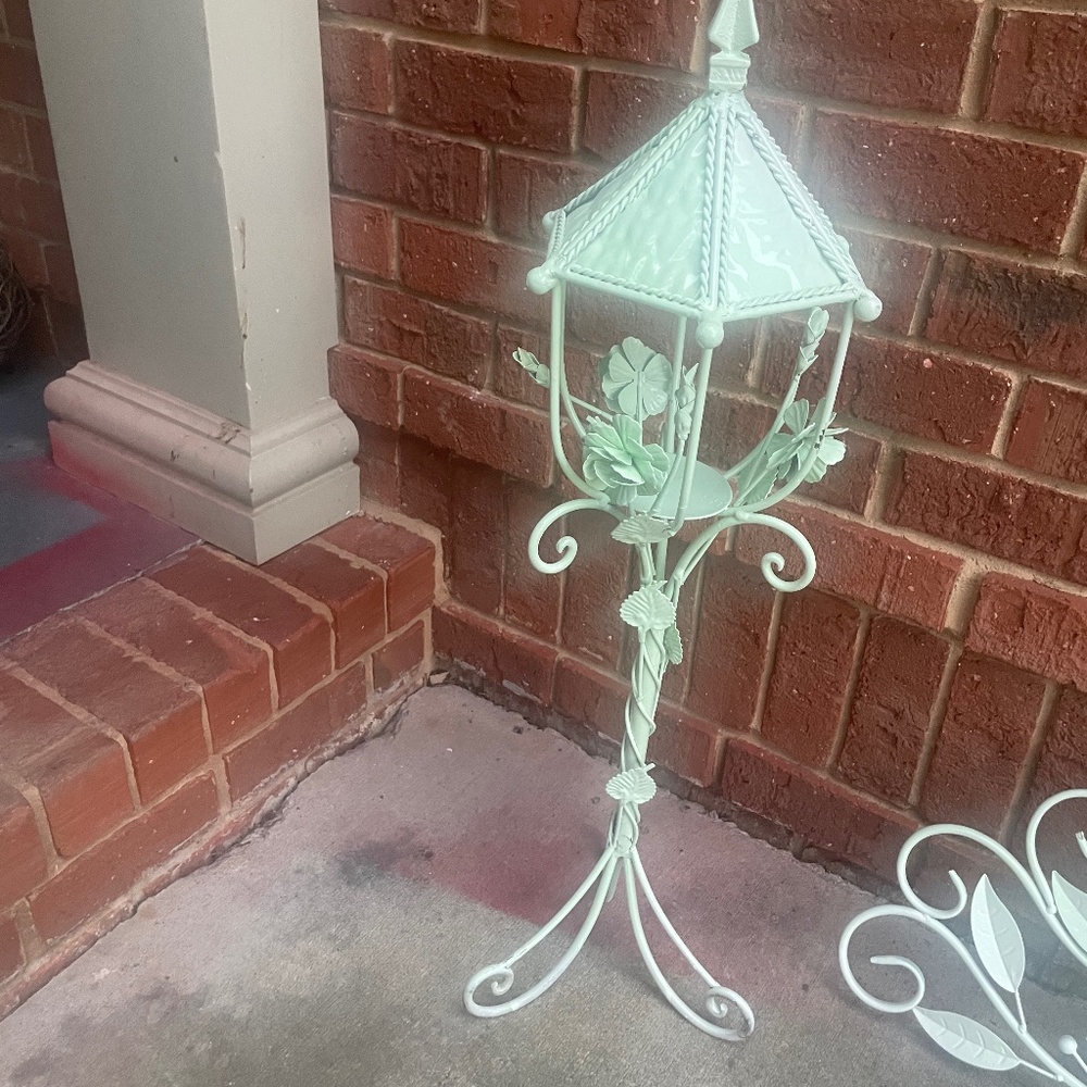 Metal Mint Green , Candle Holder Floor Home Accent